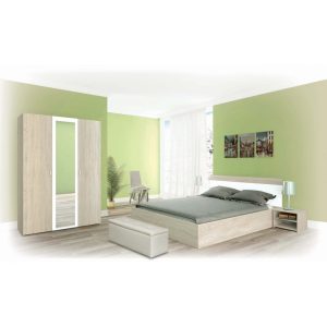 Σετ Κρεβατοκάμαρας 4 τεμαχίων 160/200, Estela Σόνομα/Λευκό, Genomax