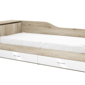 Κρεβάτι μονό με συρτάρια 82/190, ΔΩΡΟ Ορθοπεδικό στρώμα, 1212005 Σόνομα Λευκό, 228x71x87 εκ., Genomax