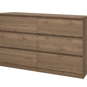 Συρταριέρα με 6 συρτάρια 1213076, Καρυδί, 158,5x48.5x91 εκ., Genomax