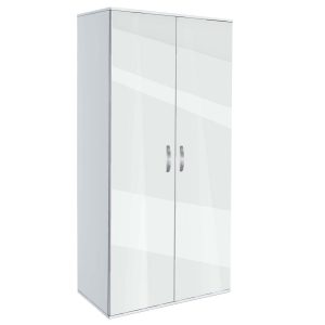 Ντουλάπα Δίφυλλη  AVA 2 Λευκό/Λευκό γυαλιστερό, 78x185x50εκ. Genomax