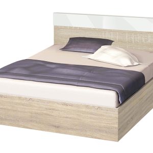 Κρεβάτι ημίδιπλο 120/190 Σόνομα με λευκό γυαλιστερό, Δήμητρα High, με Δώρο Στρώμα, 194x90x124 εκ., Genomax