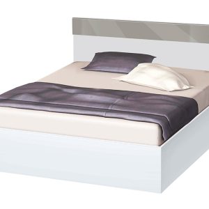 Κρεβάτι ξύλινο διπλό High Λευκό/Γκρι γυαλιστερό, 160/200, 204/90/164 εκ., Genomax