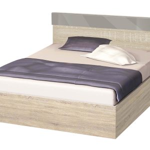 Κρεβάτι ημίδιπλο 120/190 Σόνομα με γκρι γυαλιστερό, Δήμητρα High, με Δώρο Στρώμα, 1219922280, 194x90x124 εκ., Genomax