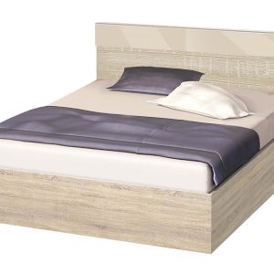 Κρεβάτι ξύλινο μονό High Σόνομα/Κρεμ γυαλιστερό, 90/200, 204/90/94 εκ., Genomax