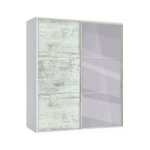Ντουλάπα Συρόμενη με καθρέφτη, AVA 51, Λευκό/Crystal200x210x59, Genomax