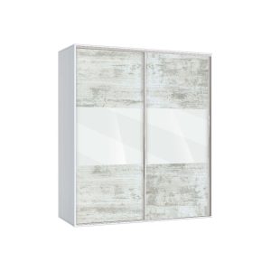 Ντουλάπα Συρόμενη, AVA 4 Λευκό/Crystal, 160x200x59, Genomax