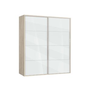 Ντουλάπα Συρόμενη, AVA 5 Σονόμα/Λευκό γυαλιστερό, 200x210x59, Genomax